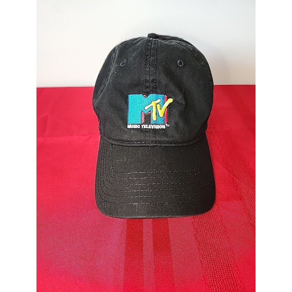 MTV Music Television Baseball Cap Mens One Size Black Logo Adjustable Strap